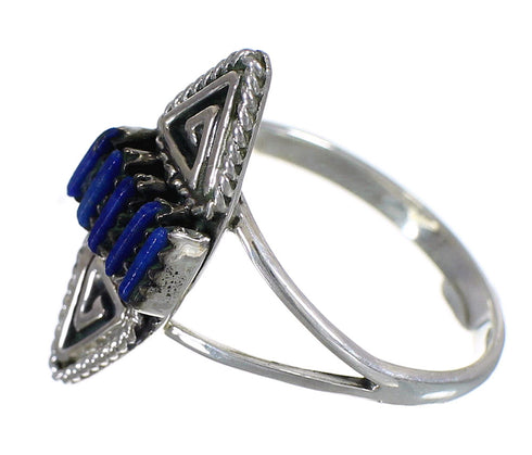 Genuine Sterling Silver Water Wave Lapis Needlepoint Ring Size 8-1/2 YX89564